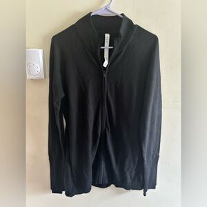 lululemon athletica women’s Black Zip-Up Sweater 100% merino wool size 12